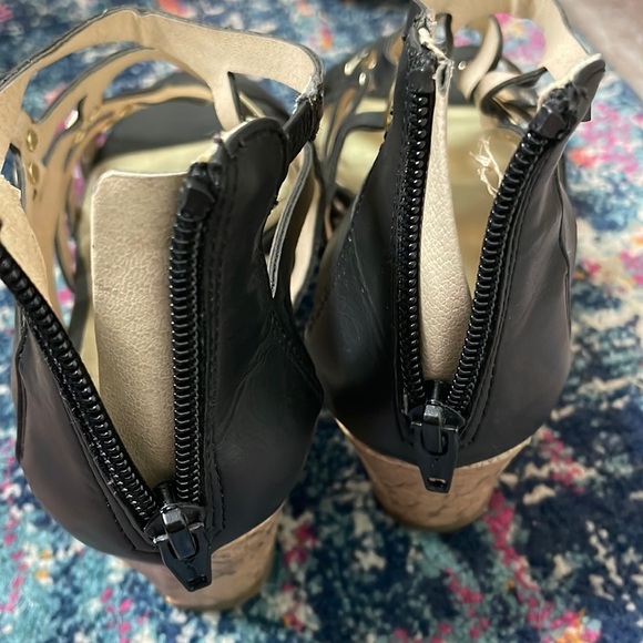 Black Cage Wedge Sandals - Picture 4 of 7